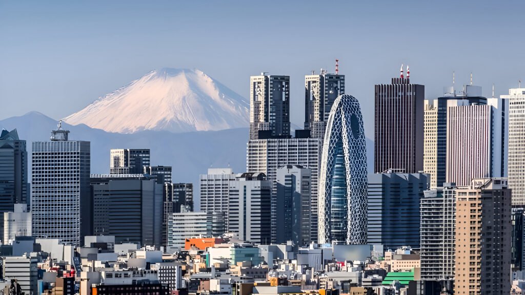 A view of Mount Fuji from Tokyo