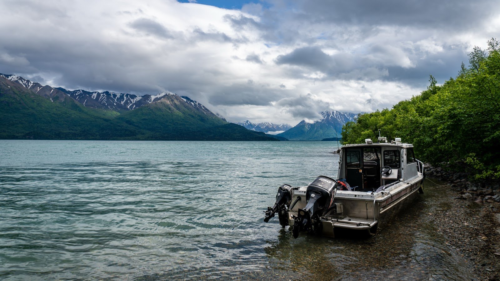 A fishing boat in Lake Clark National Park