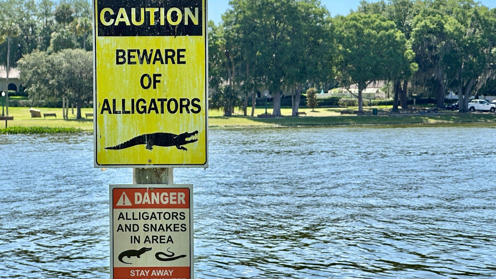 A caution sign in the Everglades