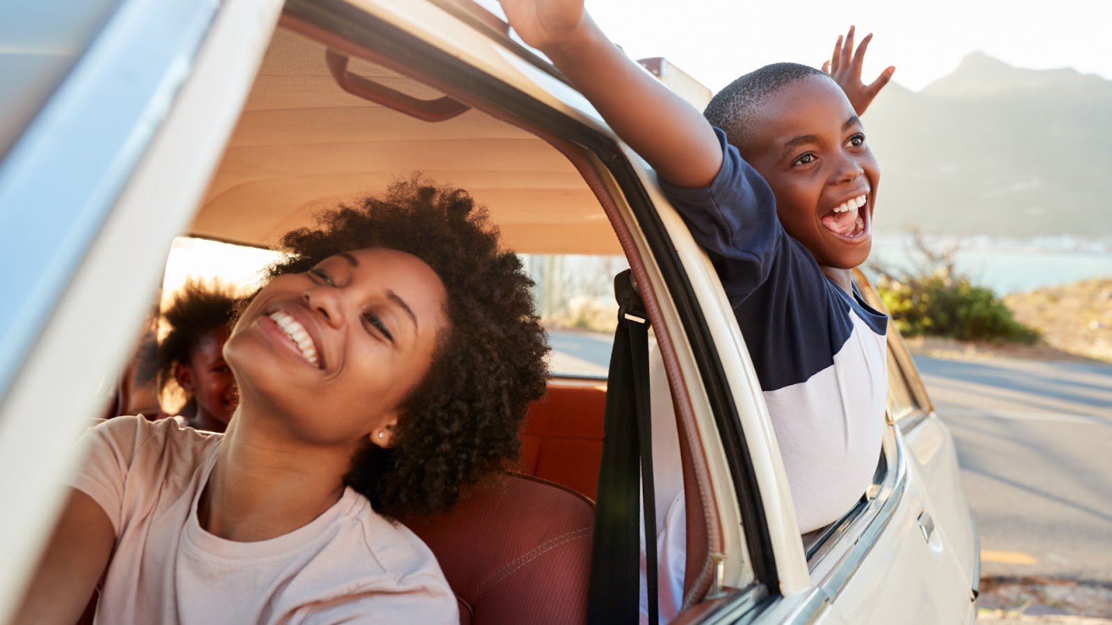 A family enjoys an American road trip