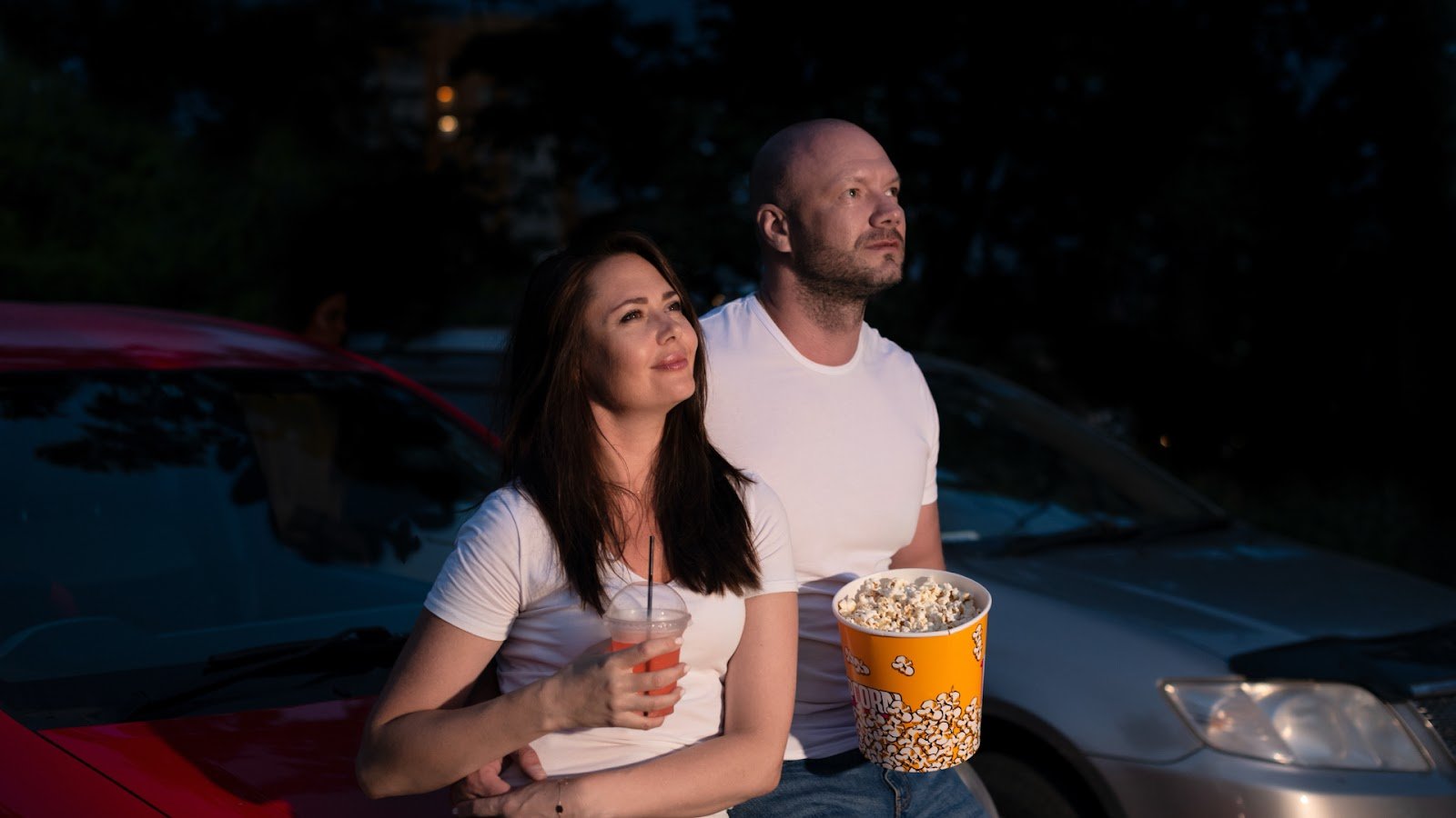A couple in a drive-in